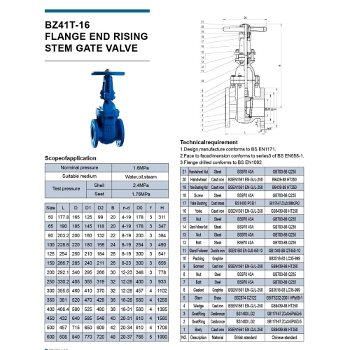 FLANGE RISING VALVE BZ41T-16